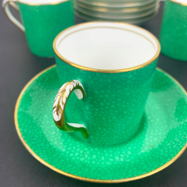 Grosvenor China 1920's espresso cup and saucer with hand painted gold leaf design
