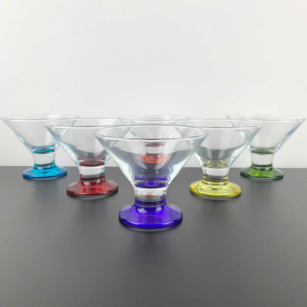 Harlequin footed martini or cocktail glass set