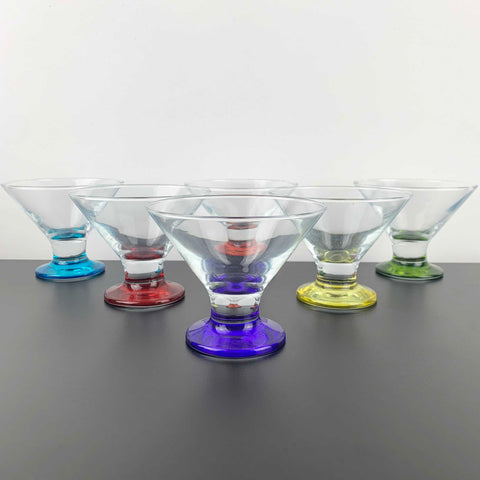 Harlequin footed martini or cocktail glass set