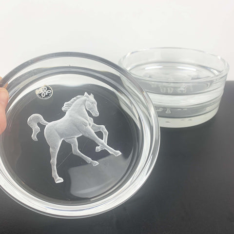 Hoya Crystal Horse reverse etched glass bottle coaster