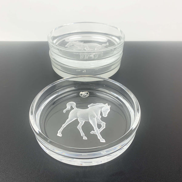 Hoya Crystal Horse reverse etched glass bottle coaster