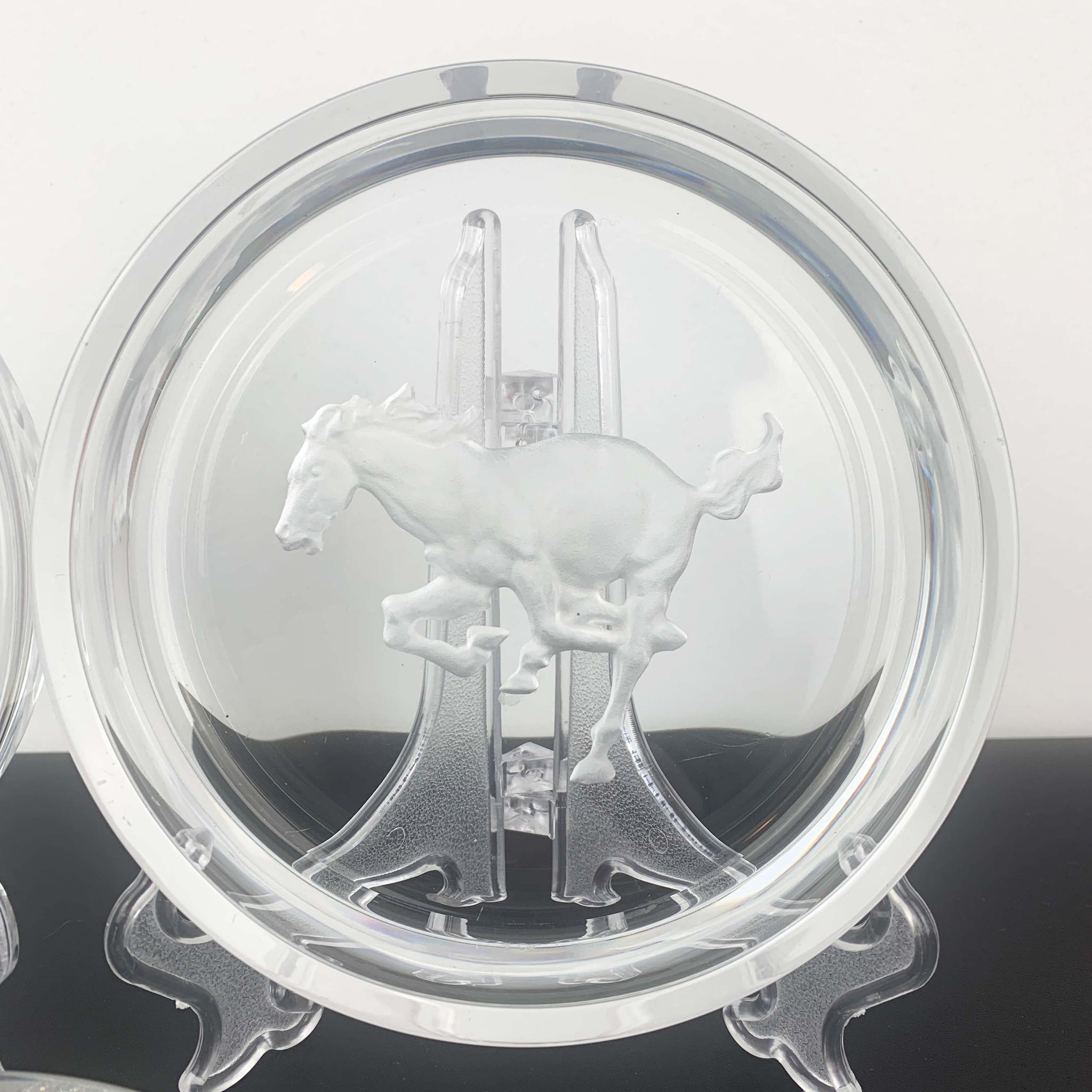 Hoya Crystal Horse reverse etched glass bottle coaster