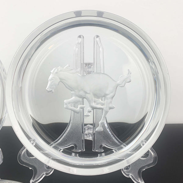 Hoya Crystal Horse reverse etched glass bottle coaster