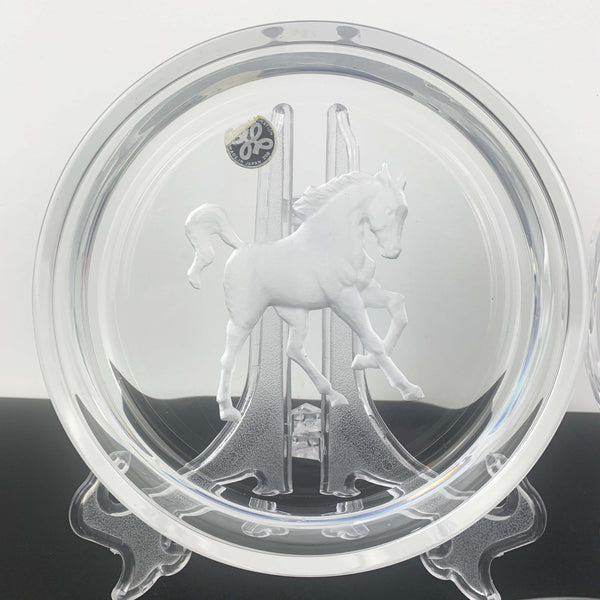 Hoya Crystal Horse reverse etched glass bottle coaster