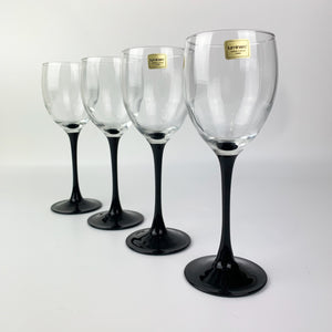 4 French Martini Glasses With Black Stem