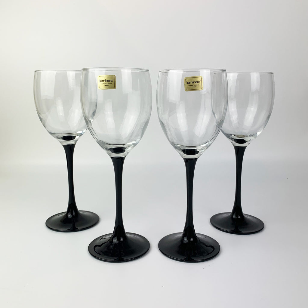 Vintage Luminarc Domino Black Stemmed Champagne Flutes Glasses - Set o –  edgebrookhouse