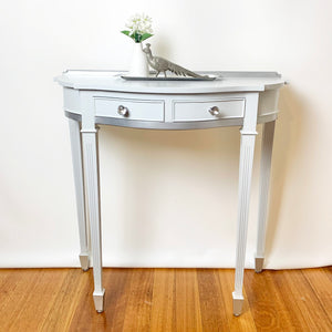 Restored Demi Lune Hall Table in Silver