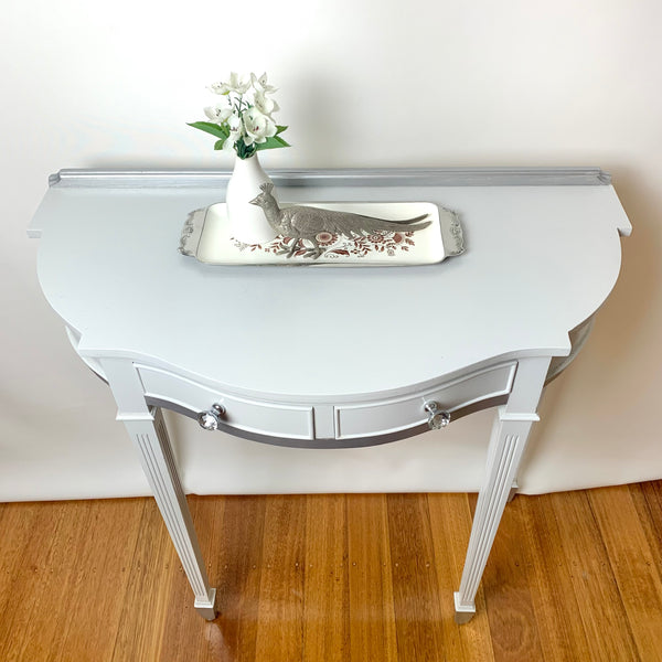 Demi Lune Hall Table in Fusion Sterling