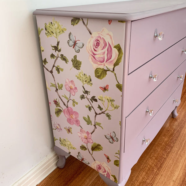 Floral side detail on upcycled drawers