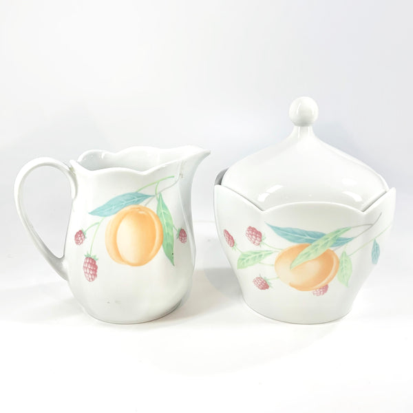 Tirschenreuth Bavaria porcelain sugar and creamer set with apricot design