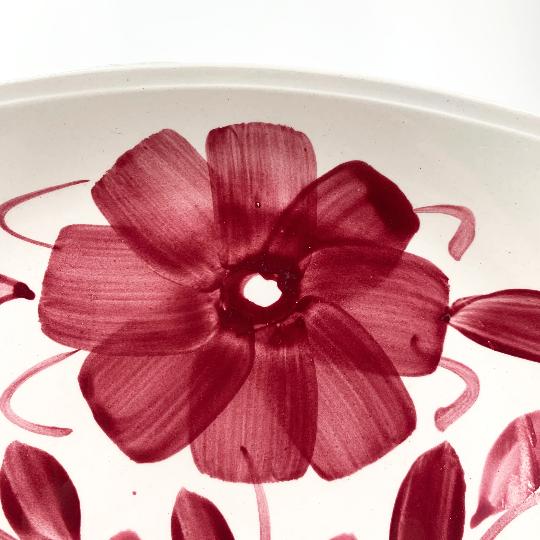 Hand painted flower on vintage plate