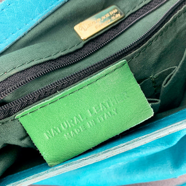 Leonardo Italy teal leather handbag/clutch
