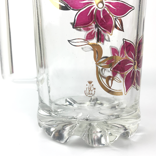 Frangar Non Flectar gold stamp on glass jug