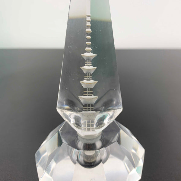 Mid Century Japanese Crystal Perfume Bottles with Pagoda Stopper - Sold Separately
