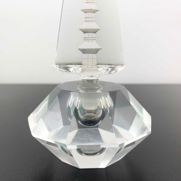 Mid Century Japanese Crystal Perfume Bottles with Pagoda Stopper - Sold Separately