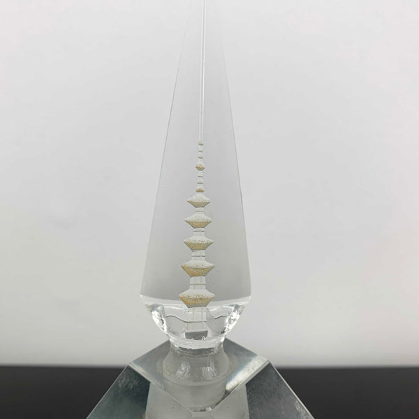 Mid Century Japanese Crystal Perfume Bottle with Pagoda Stopper