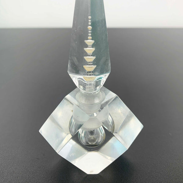 Mid Century Japanese Crystal Perfume Bottle with Pagoda Stopper
