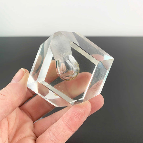 Mid Century Japanese Crystal Perfume Bottle with Pagoda Stopper