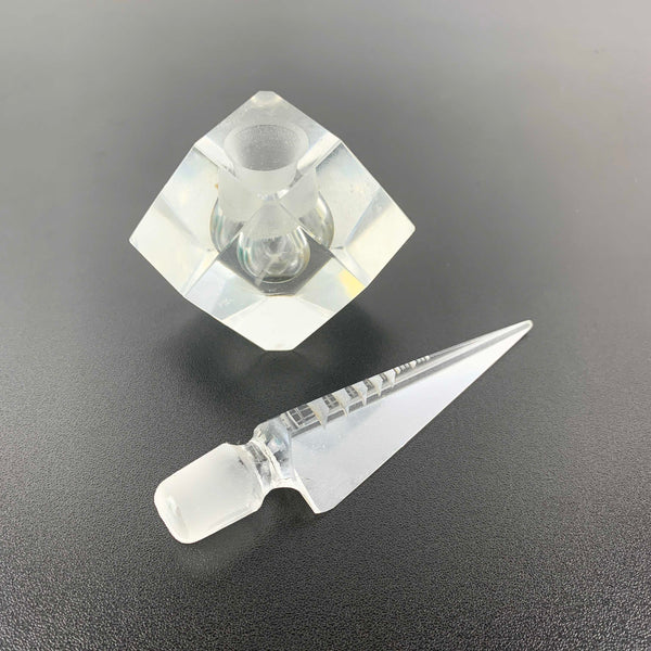 Mid Century Japanese Crystal Perfume Bottle with Pagoda Stopper