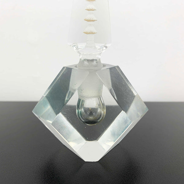 Mid Century Japanese Crystal Perfume Bottle with Pagoda Stopper