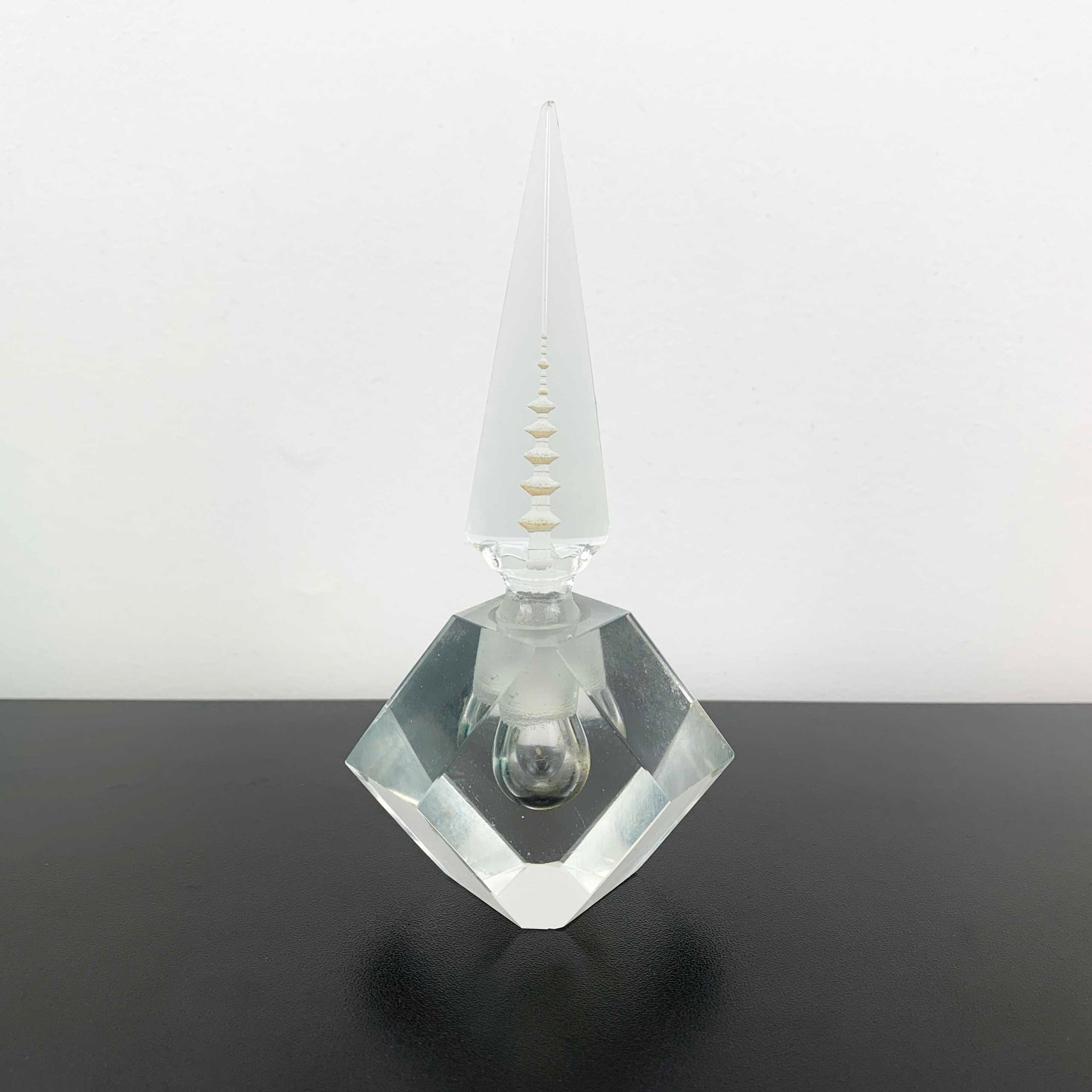 Mid Century Japanese Crystal Perfume Bottle with Pagoda Stopper