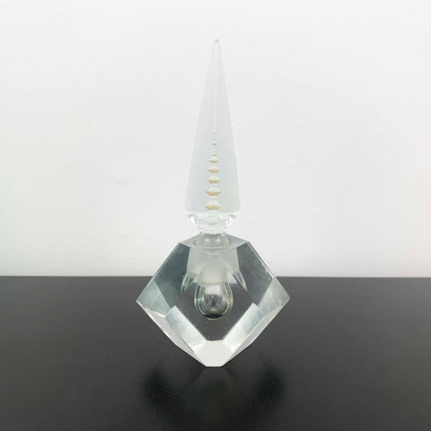 Mid Century Japanese Crystal Perfume Bottle with Pagoda Stopper