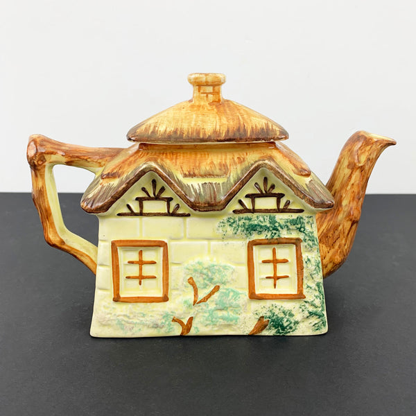 Keele St Pottery hand painted cottage tea pot rear view