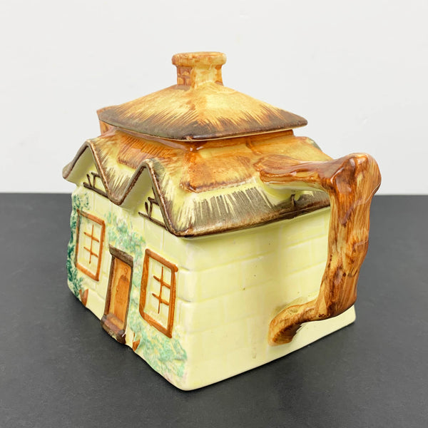 Keele St Pottery hand painted cottage tea pot side view