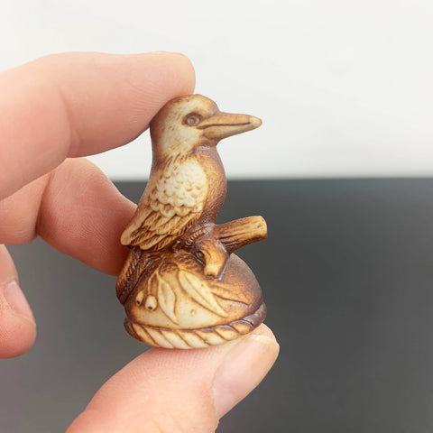 Miniature Kookaburra pottery figurine