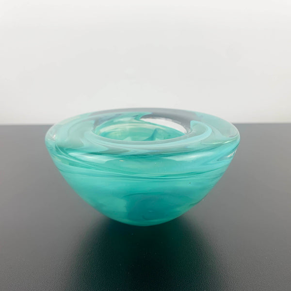 Kosta Boda 'Atoll' turquoise tea light holder by Anna Ehrner