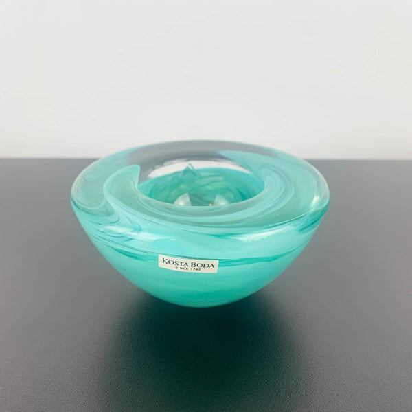 Kosta Boda 'Atoll' turquoise tea light holder by Anna Ehrner