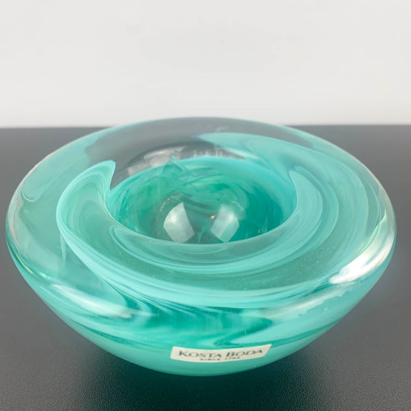 Kosta Boda 'Atoll' turquoise tea light holder by Anna Ehrner