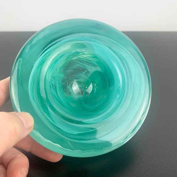 Kosta Boda 'Atoll' turquoise tea light holder by Anna Ehrner