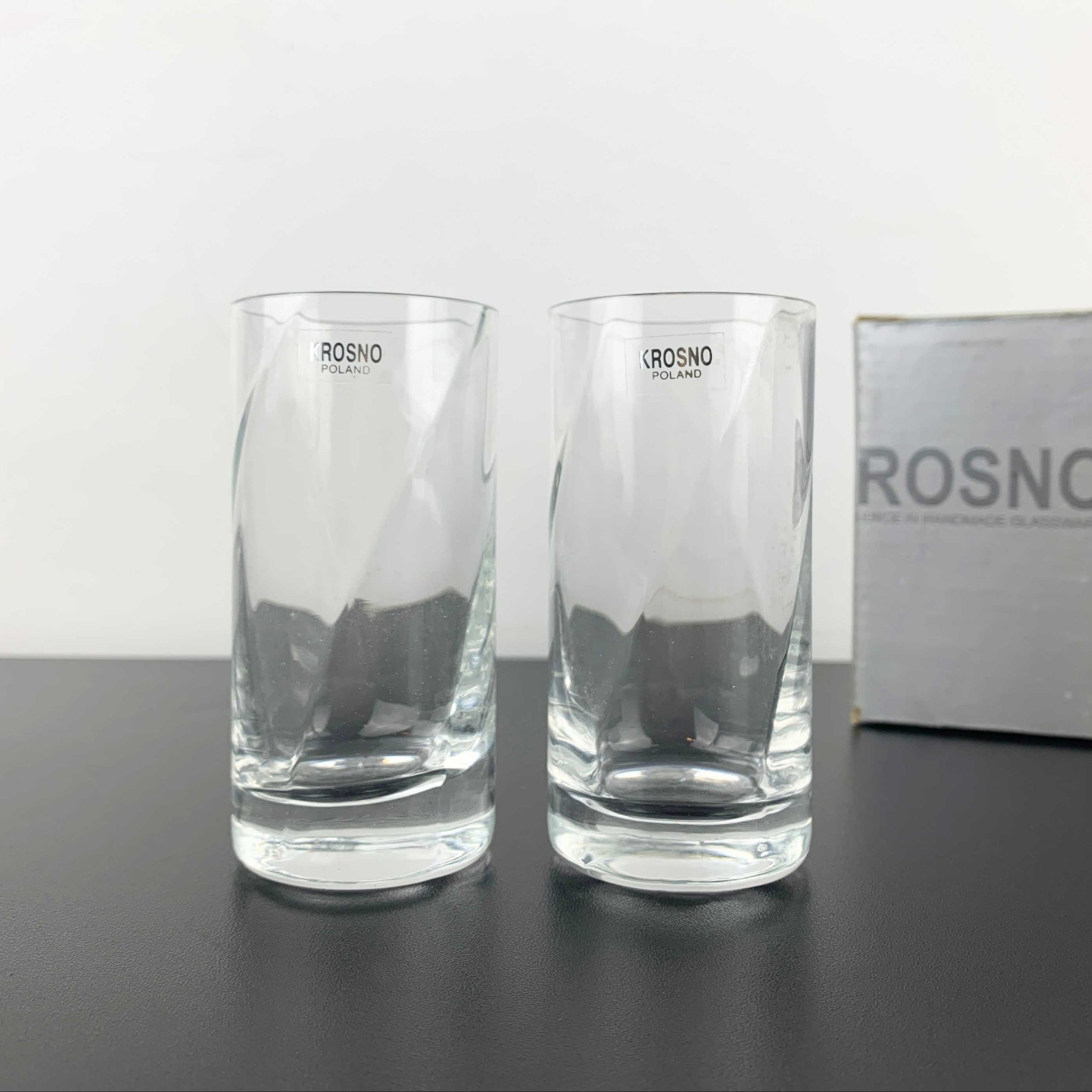 Krosno swirl glass twin vase set in original box - Set of 2