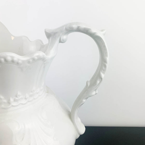 Large embossed ceramic wash jug
