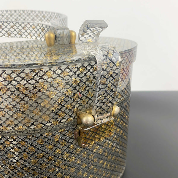 Rare 1950's 'Stardust' double compartment lucite handbag by Wilardy, New York