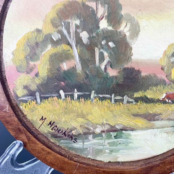 Mabel Hawkins original painting on timber panel c.1950's