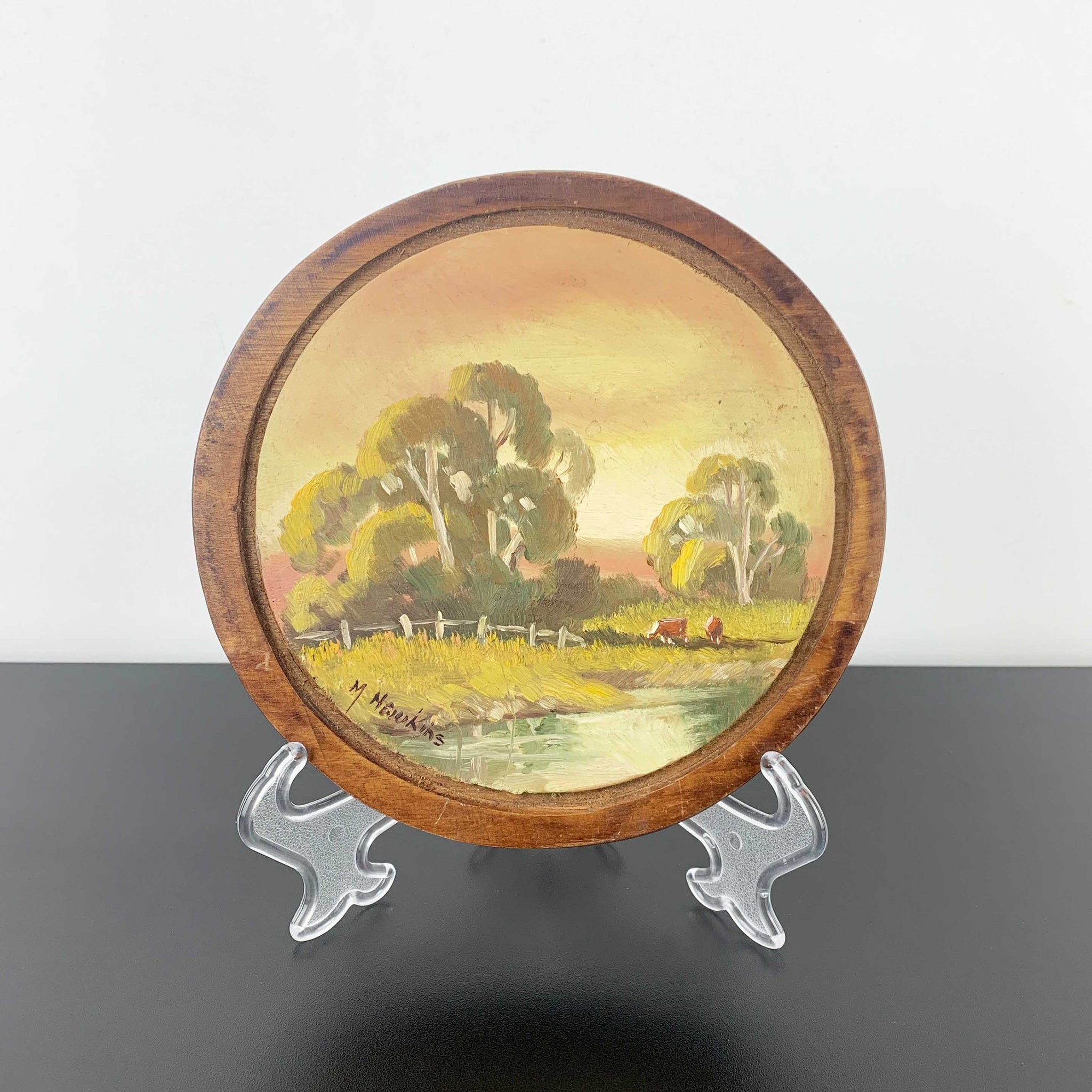 Mabel Hawkins original painting on timber panel c.1950's