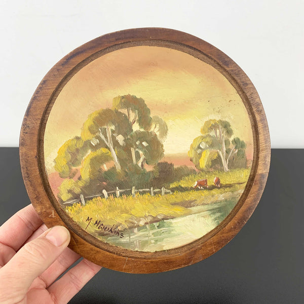 Mabel Hawkins original painting on timber panel c.1950's