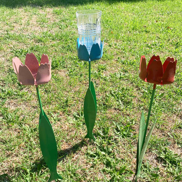 Rainsfords 'Metal Petals' outdoor flower stake drink holders - Original box of 6