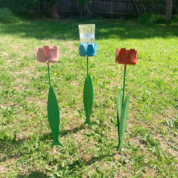 Rainsfords 'Metal Petals' outdoor flower stake drink holders - Original box of 6