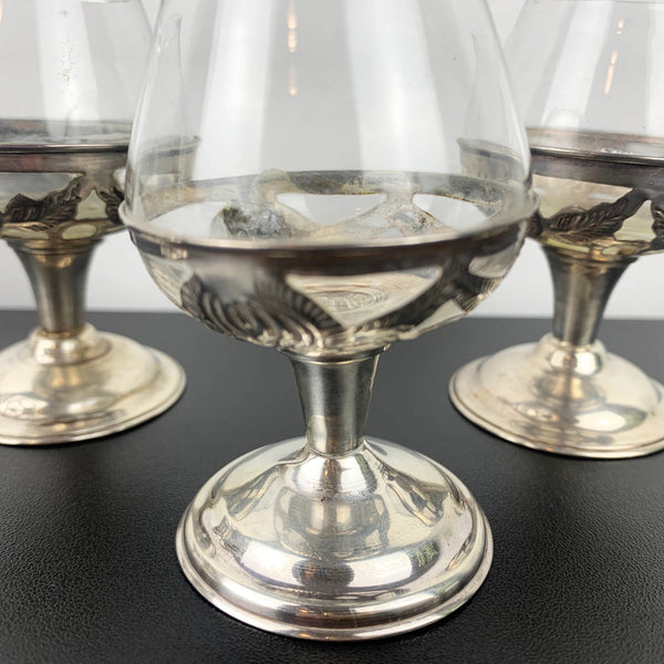 Mexican Sterling Silver 925 mini stemmed port or cordial glass - Set of 5