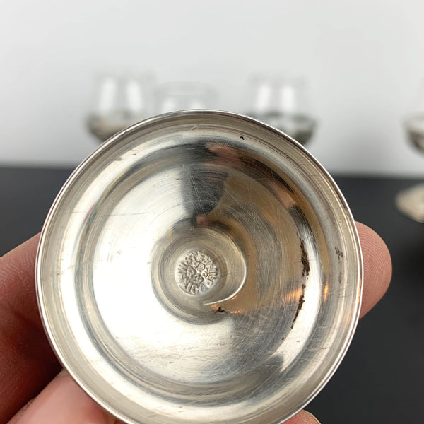 Mexican Sterling Silver 925 mini stemmed port or cordial glass - Set of 5