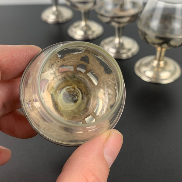 Mexican Sterling Silver 925 mini stemmed port or cordial glass - Set of 5