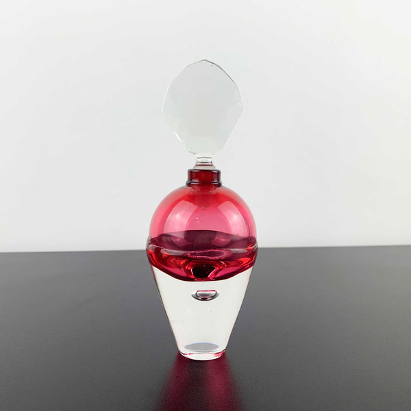 Michael Hook pink art glass perfume bottle with faceted stopper