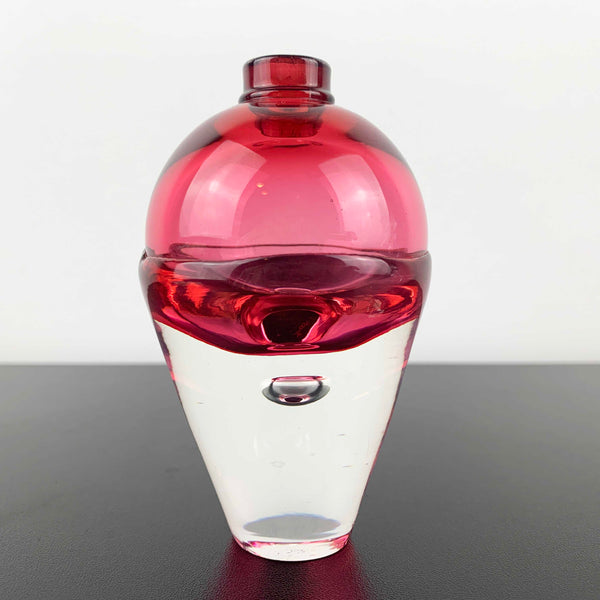 Michael Hook pink art glass perfume bottle with faceted stopper
