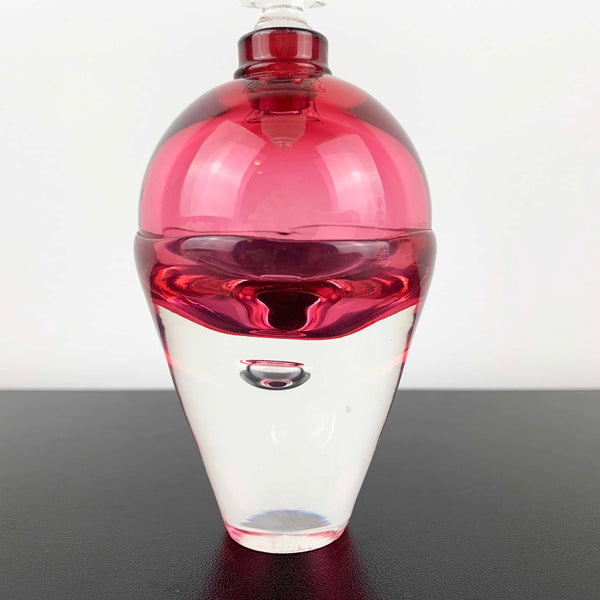 Michael Hook pink art glass perfume bottle with faceted stopper