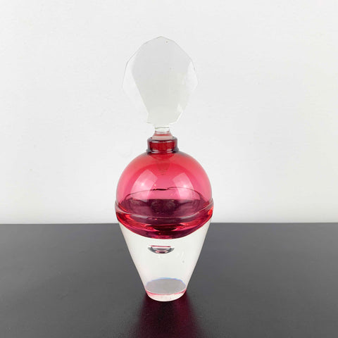 Michael Hook pink art glass perfume bottle with faceted stopper