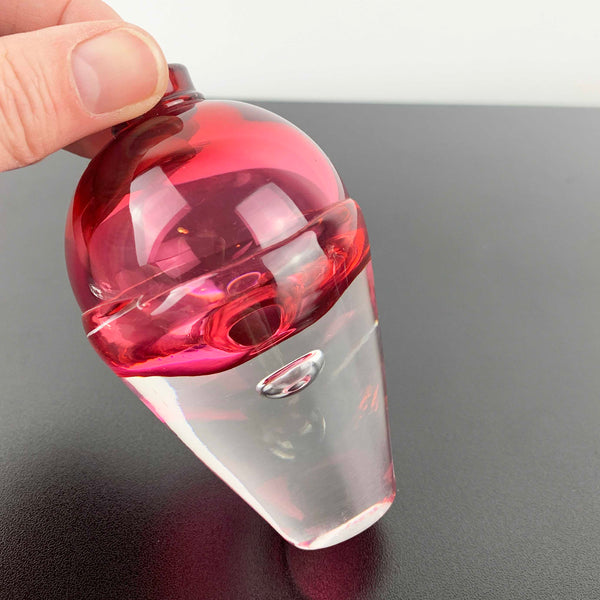 Michael Hook pink art glass perfume bottle with faceted stopper