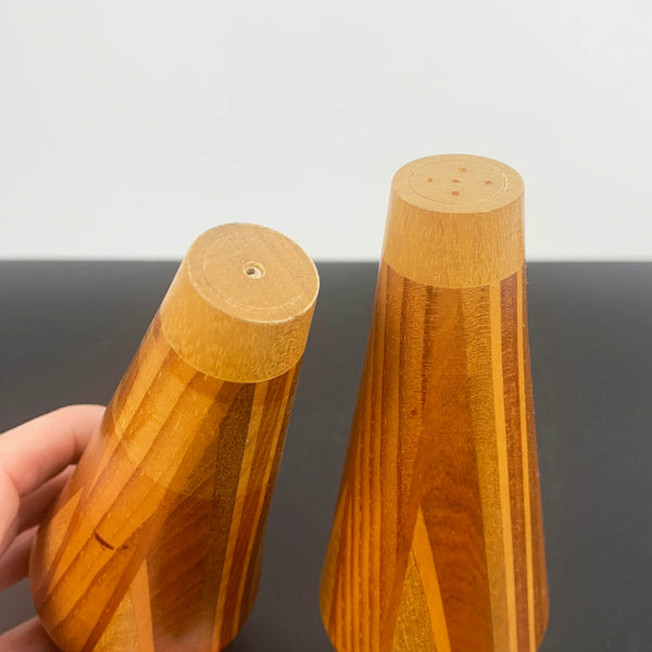 Mid century timber salt and pepper shaker set